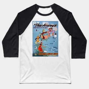 Vintage Travel Poster Thailand Baseball T-Shirt